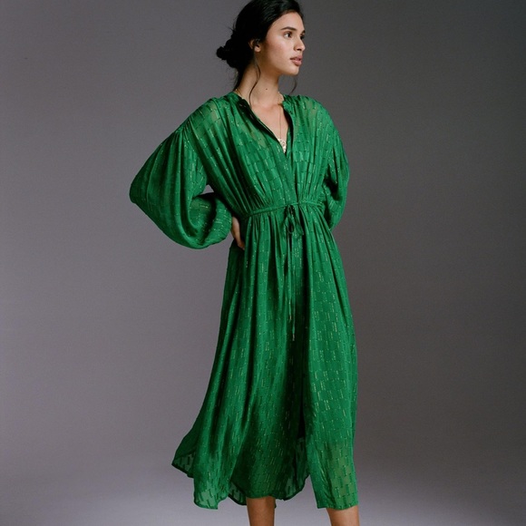 Anthropologie Dresses & Skirts - NWT - By anthropologie Green with Gold Lurex Dress